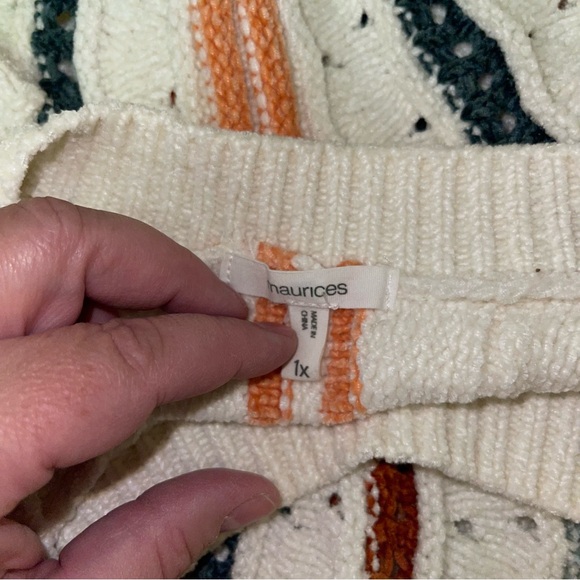 Maurice’s Plus Size Chenille Striped Dolman Sweater Women’s Size 1X Fall Colors - Picture 5 of 9